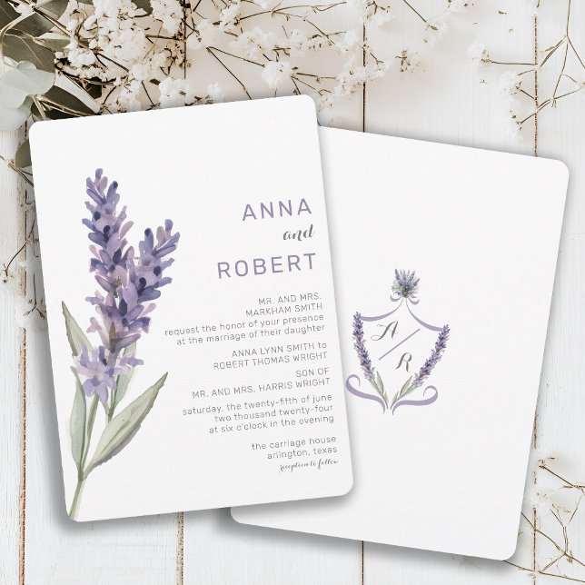 Faire-part de mariage d'aquarelle de la lavande de (Créateur téléchargé)