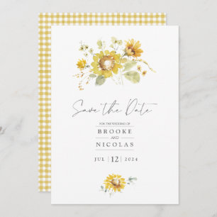 Faire-part de mariage d'aquarelle de tournesol jau