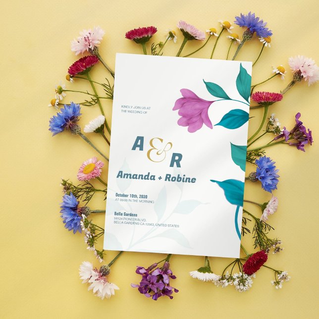 Faire-part de mariage d'aquarelle du jardin floral (Créateur téléchargé)