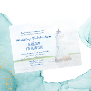Faire-part de mariage d'aquarelle du phare de Cock