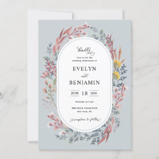 Faire-part de mariage d'aquarelle Dusty Fleur sauv