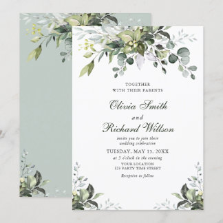 Faire-part de mariage d'aquarelle Eucalyptus