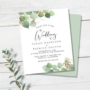 Faire-part de mariage d'aquarelle Eucalyptus Budge
