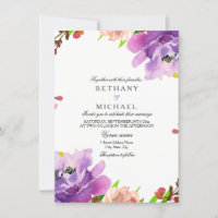 Faire-part de mariage d'aquarelle florale de la Pê
