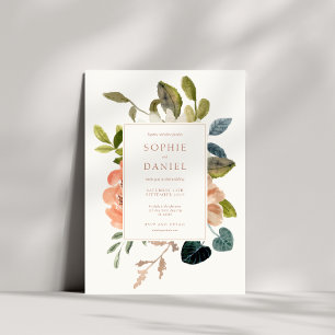 Faire-part de mariage d'aquarelle florale doux