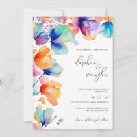 Faire-part de mariage d'aquarelle florale dynamiqu