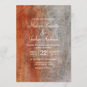 Faire-part de mariage d'aquarelle gris orange d'au