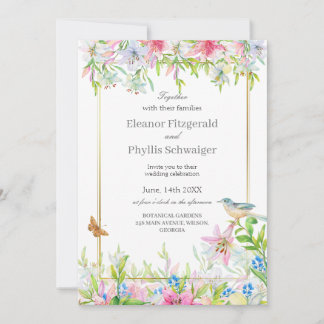 Faire-part de mariage d'aquarelle Lilies