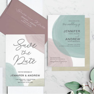 Faire-part de mariage d'aquarelle moderne Serenity