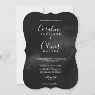 Faire-part de mariage d'aquarelle noire Smokey