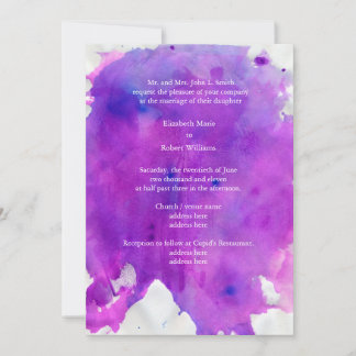 Faire-part de mariage d'aquarelle pourpre