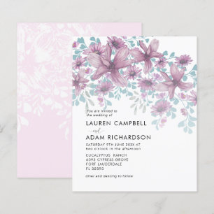 Faire-part de mariage d'aquarelle rose floral budg