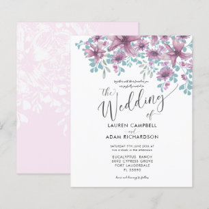 Faire-part de mariage d'aquarelle rose floral budg