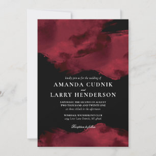 Faire-part de mariage d'aquarelle rouge romantique