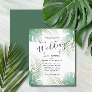Faire-part de mariage d'aquarelle tropicale budgét