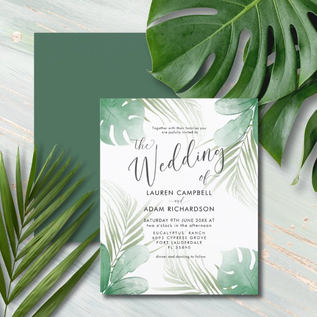 Faire-part de mariage d'aquarelle tropicale budgét (Créateur téléchargé)