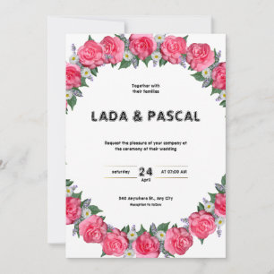 Faire-part de mariage d'aquarelle verte et rouge