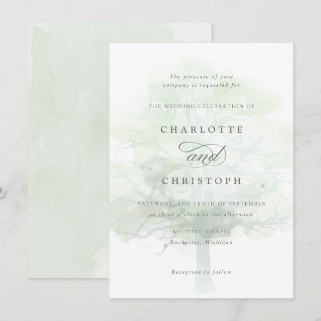 Faire-part de mariage d'arbre (Devant / Derrière)