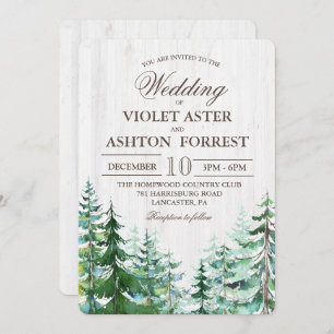 Faire-part de mariage d'arbre forestier rustique