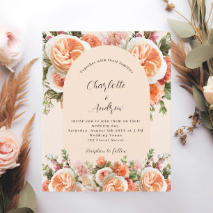 Faire-part de mariage d'arc orangé rose pêche