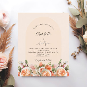 Faire-part de mariage d'arc orangé rose pêche