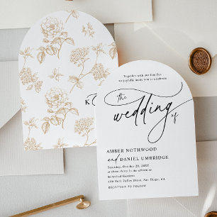 Faire-part de mariage d'Arche d'or noir blanc mode