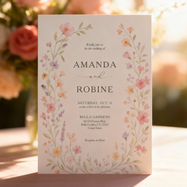 Faire-part de mariage d'arche Fleur sauvage romant (Créateur téléchargé)