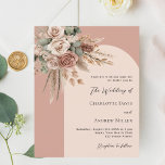 Faire-part de mariage d'arche rose sauge beige<br><div class="desc">Donnez le ton pour votre journée spéciale avec cette élégante invitation de mariage. Doté d'un arrière - plan rose ancien, d'un beige naturel doux, d'un cadre en arc de cercle couleur pêche, il est joliment décoré de roses terreux et muets, de verdure d'eucalyptus et d'herbe à la pampa pour une...</div>