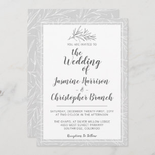 Faire-part de mariage d'argent en feuille végétale