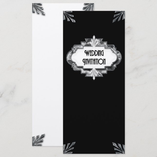 Faire-part de mariage d'art déco (Devant / Derrière)