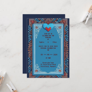 Faire-part de mariage d'art Royal Pixel