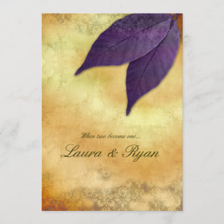 Faire-part de mariage d'automne 2 Crème violette F