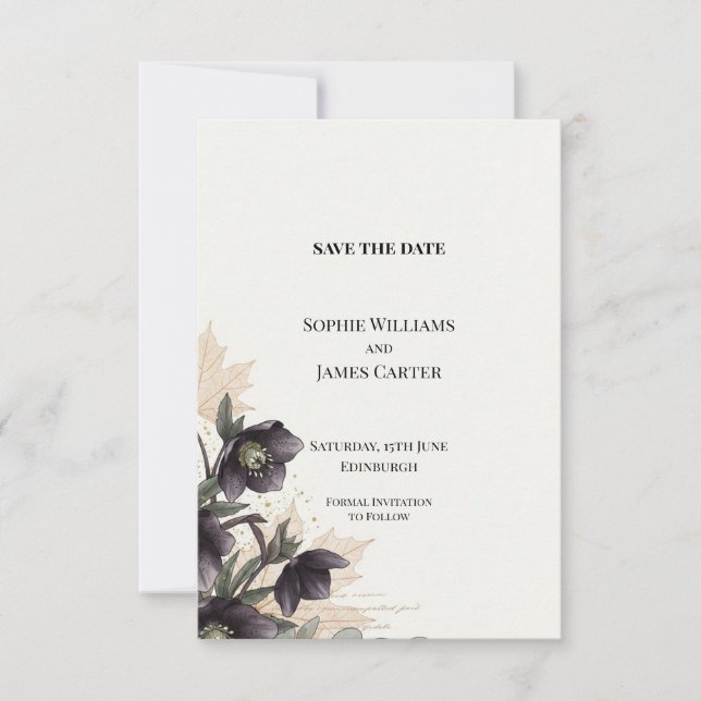 Faire-part de mariage d'automne à l'Hellebore pour (Devant)