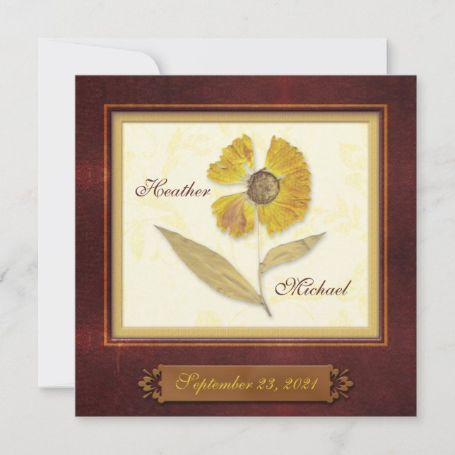 Faire-part de mariage d'automne du cadre de fleurs (Devant)