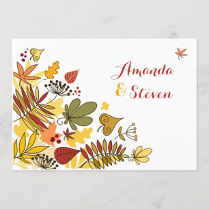 Faire-part de mariage d'automne  Feuilles, graines