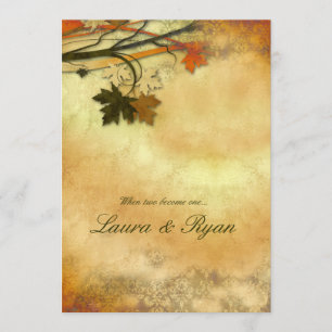 Faire-part de mariage d'automne Maple Feuilles Ora