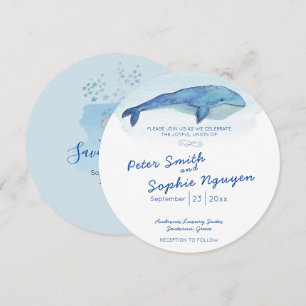 Faire-part de mariage de baleine bleue