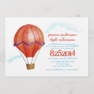 Faire-part de mariage de ballon à air chaud Vintag