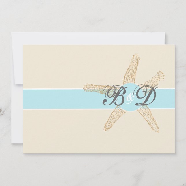 Faire-part de mariage de Beach Starfish (Devant)