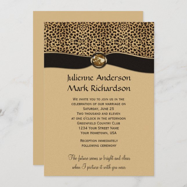 Faire-part de mariage de bijoux en ruban FAUX Empr (Devant / Derrière)