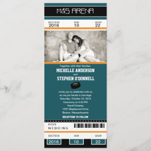 Faire-part de mariage de billet de hockey