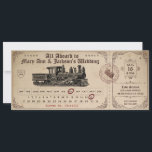Faire-part de mariage de billet de train vintage<br><div class="desc">Ce Billet Train Rétro est l'idée la plus sympathique pour une fête mariage à thème rétro, voyage ou train (ou toute autre occasion que vous souhaitez) et un succès garanti avec les invités! Que vous soyez un amoureux du train ou que vous cherchiez simplement un billet à l'ancienne, tous à...</div>