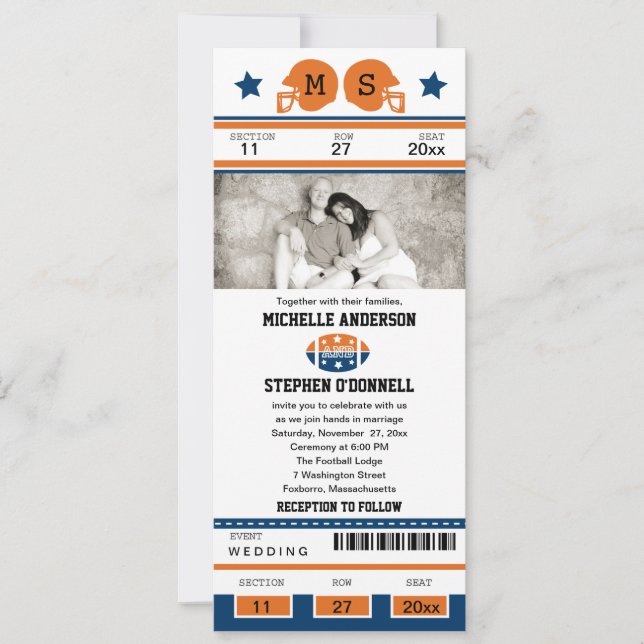 Faire-part de mariage de billet du football (Devant)