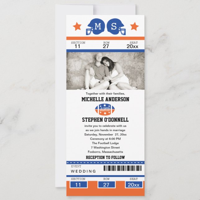 Faire-part de mariage de billets de football (Devant)