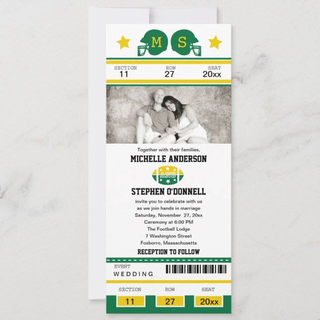 Faire-part de mariage de billets de football (Devant)