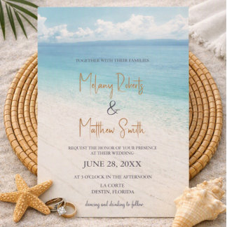 Faire-part de mariage de bord de mer océan