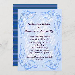 Faire-part de mariage de bordure Abstrait bleu