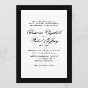 Faire-part de mariage de bordure noir et blanc cla