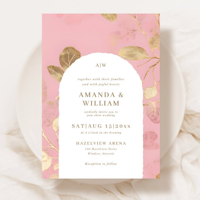 Faire-part de mariage de botanique Abstraite rose (Créateur téléchargé)