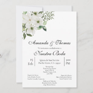 Faire-part de mariage de bouquet blanc et verdoyan